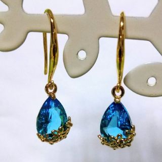 アクアブルー ガラス フック ピアス(ピアス)