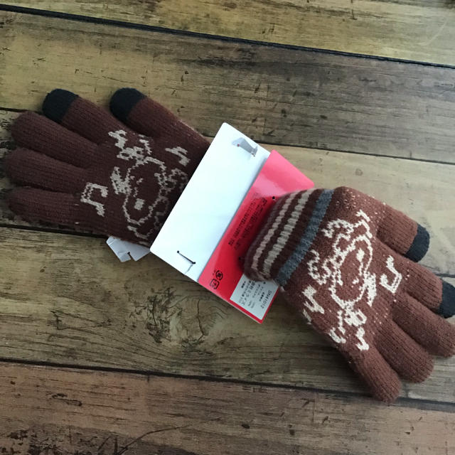 SNOOPY(スヌーピー)の【女性用】スヌーピー スマホ対応 裏ボア 手袋 茶 ピーナッツ レディースのファッション小物(手袋)の商品写真