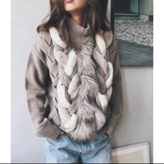 FUR BRAID CABLE KNIT