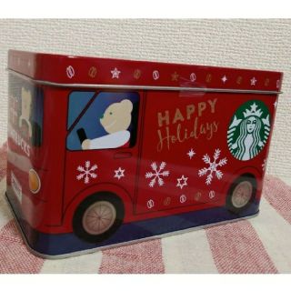 スターバックスコーヒー(Starbucks Coffee)の《未使用・缶のみ》スタバ　ブリキトラック缶　ホリデー2018(小物入れ)