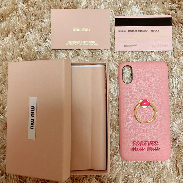 iPhoneケースmiumiu ハート❤︎リング付き iphoneX/XS ケース