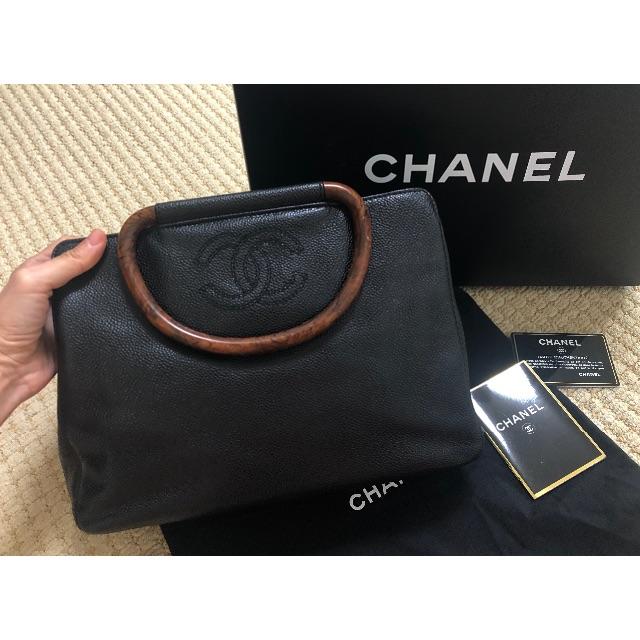 CHANEL - シャネル　キャビア　ウッド　トート　ハンドバッグ