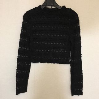 エイチアンドエイチ(H&H)のH&M ショートニット ブラック シースルー ストレッチ(ニット/セーター)