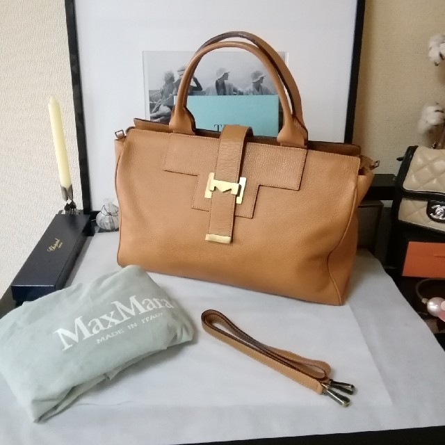 【美品】マックス・マーラ Max Mara トートバッグ ショルダ オールレザー