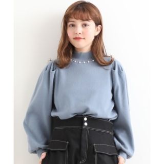 マジェスティックレゴン(MAJESTIC LEGON)の♡美品♡マジェスティックレゴン♡パール付きタックスリーブニットプルオーバー(ニット/セーター)