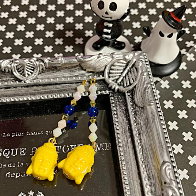 ハンドメイド●no.136●仏陀×ソロバンビーズピアス　イヤリング●エスニック ハンドメイドのアクセサリー(ピアス)の商品写真