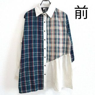 新入荷】タータンチェック柄 アシンメトリー シャツワンピの通販 by