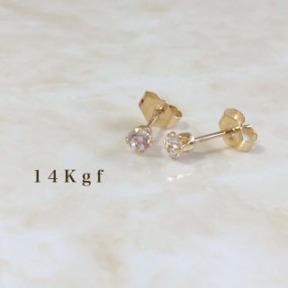 イエナ(IENA)の14kgf／K14gf 一粒ダイヤCZピアス／一粒ダイヤピアス 3ミリ(ピアス)