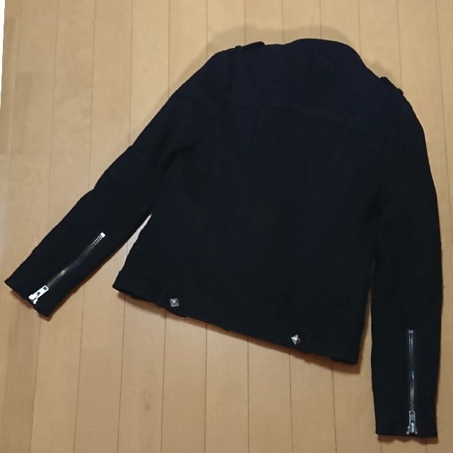 MURUA(ムルーア)のMURUA ライダース コート 黒 ブラック スタッズ ウール レディースのジャケット/アウター(ライダースジャケット)の商品写真