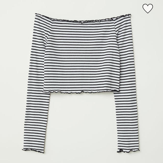 H&M(エイチアンドエム)のH&M オフショル　ショート丈ボーダー レディースのトップス(カットソー(長袖/七分))の商品写真