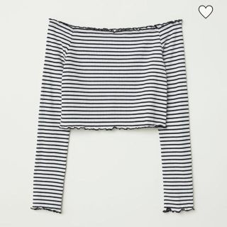 エイチアンドエム(H&M)のH&M オフショル　ショート丈ボーダー(カットソー(長袖/七分))