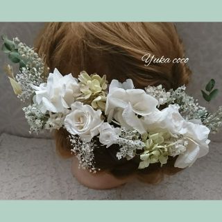 ドライフラワー ヘッドドレス 髪飾り❁¨̮White(ヘッドドレス/ドレス)