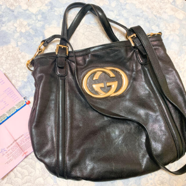 GUCCI ショルダーバック グッチ BLACK/Gold レシートあり 新素材新作