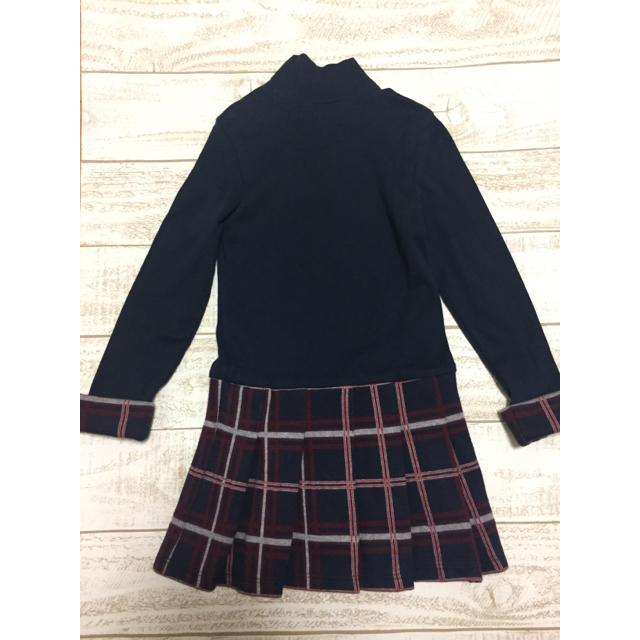 PETIT BATEAU(プチバトー)のプチバトー チェックコンビワンピース 4ans キッズ/ベビー/マタニティのキッズ服女の子用(90cm~)(ワンピース)の商品写真