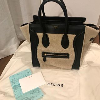 セリーヌ(celine)のCELINE セリーヌ ラゲージミニ カーフ×ムートン(ハンドバッグ)