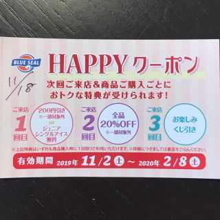 未使用 非売品 ☆ 沖縄 ブルーシール HAPPY クーポン(その他)