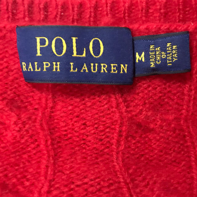 POLO RALPH LAUREN(ポロラルフローレン)のラルフローレン Vネックセーター 赤 レディースのトップス(ニット/セーター)の商品写真