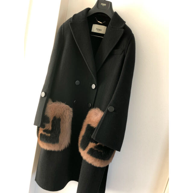 今期最新FENDIファーポケットウールコートM-L超美品