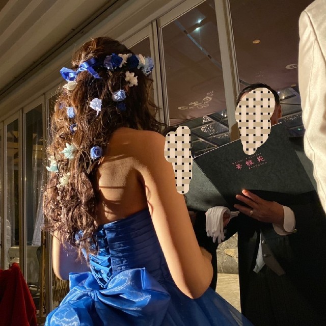 ウェディング ブルーの通販 by Miu's shop｜ラクマ 花冠 ヘッドドレス ブリザーブドフラワー 豊富な得価