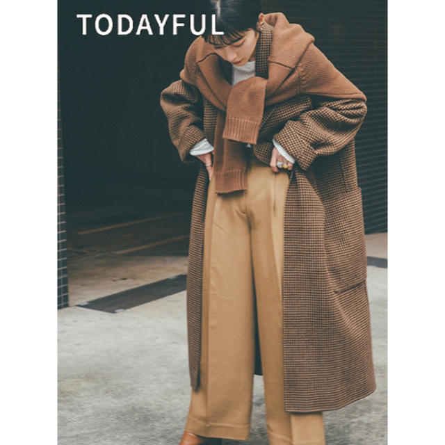 TODAYFUL(トゥデイフル)の TODAYFUL Over Check Coat 36 レディースのジャケット/アウター(ロングコート)の商品写真