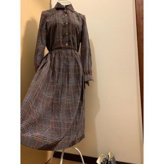 used  2枚襟♡千鳥格子柄×チェック柄♡レトロワンピース♡(ひざ丈ワンピース)