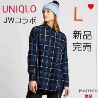 ジェイダブリューアンダーソン(J.W.ANDERSON)の完売 UNIQLO JWコラボ フランネルチェックシャツ 人気色 ブルーチェック(シャツ/ブラウス(長袖/七分))