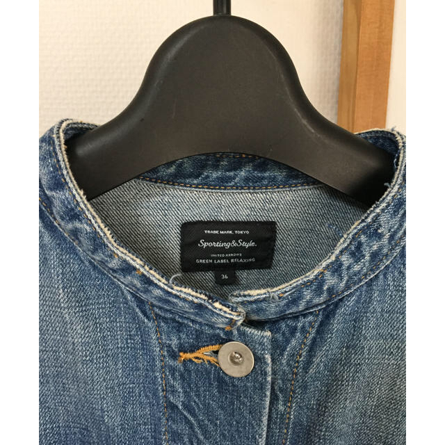 UNITED ARROWS green label relaxing(ユナイテッドアローズグリーンレーベルリラクシング)のgreen label relaxing  ノーカラーデニムジャケット ブルー レディースのジャケット/アウター(Gジャン/デニムジャケット)の商品写真