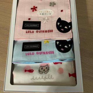 ルルギネス(LULU GUINNESS)のLULU GUINNESS  ガーゼハンカチ　猫柄　3枚　　(ハンカチ)