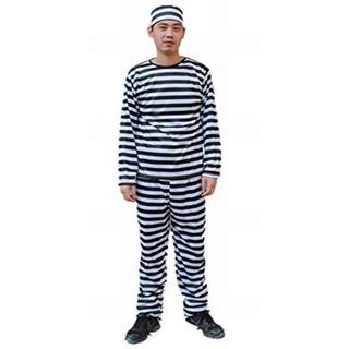 囚人服 コスチューム 囚人 コスプレ 衣装 ハロウィン 長袖 フリーサイズ(衣装)