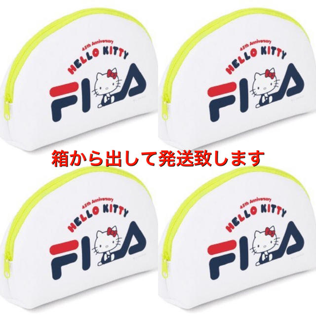 FILA(フィラ)のHello Kitty × FILA ネオンジップなごきげんポーチ✕4個セット！ レディースのファッション小物(ポーチ)の商品写真