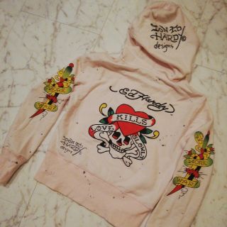 エドハーディー(Ed Hardy)のエドハーディーED hardyピンク女性用パーカーSドクロ(パーカー)