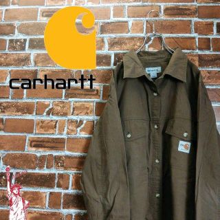 カーハート(carhartt)の【ブラウンカラー】【着丈90㎝】カーハート☆ロゴタグ シャツワンピース(シャツ)