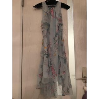 新品新作 TED BAKER ボタニカル×ラッフル シフォンワンピースドレス