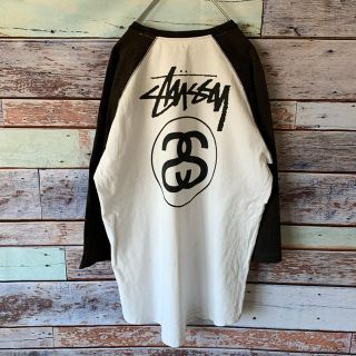 STUSSY - ステューシー ラグランTシャツ 七分袖 ビッグロゴ バック