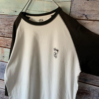 ステューシー ラグランTシャツ 七分袖 ビッグロゴ バックプリント XLサイズ