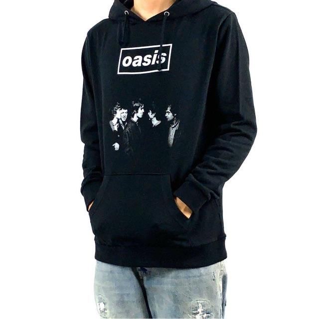 ロンT新品 oasis UK ロック ブリット 黒 パーカー XS S M L XL