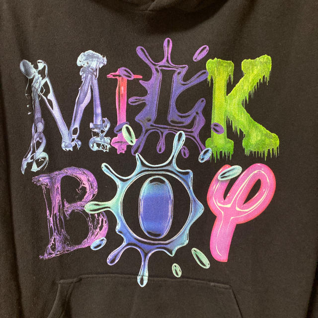 MILKBOY(ミルクボーイ)のMILKBOY ミルクボーイ ロゴ パーカー スウェット ブラック M メンズのトップス(パーカー)の商品写真