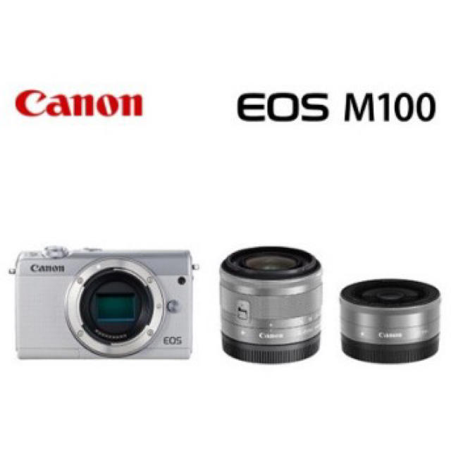 Canon EOS M100 ダブルレンズキット ホワイトスマホ/家電/カメラ