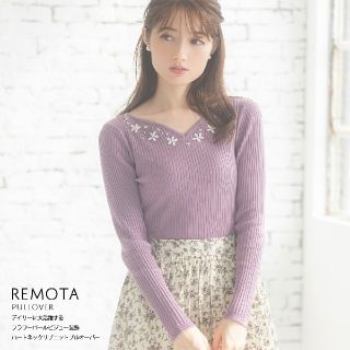 トッコ(tocco)のtocco♡お花ビジューハートネックニットトップス♡完売品(ニット/セーター)