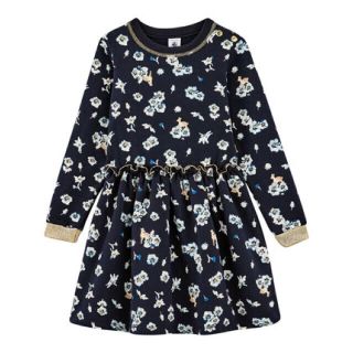 プチバトー(PETIT BATEAU)のchii様専用♡6ans プチバトー プリントブルースウェットワンピース(ワンピース)