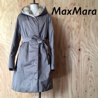 マックスマーラ(Max Mara)のMax Mara WEEKEND フード ダウン コート ベルト 付 グレージュ(ダウンコート)