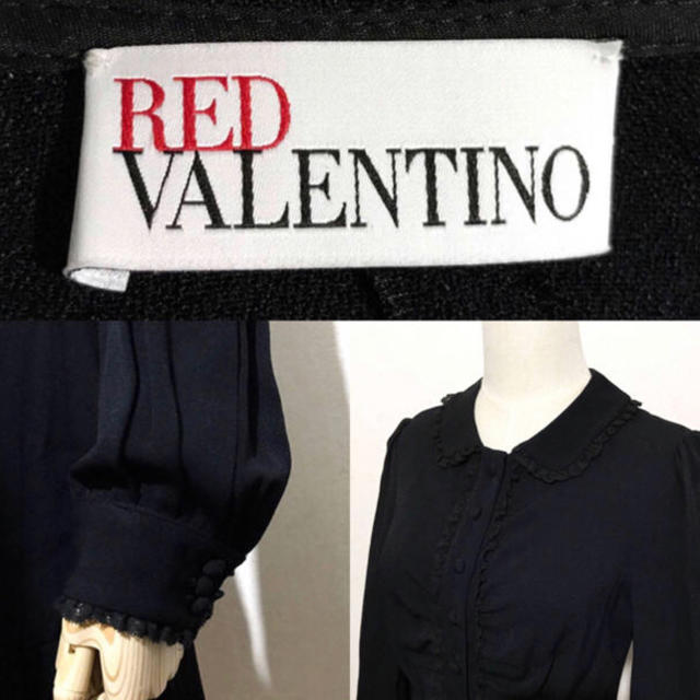 RED VALENTINO(レッドヴァレンティノ)のREDVALENTINO レッドヴァレンチノ ワンピース 黒 ブラック 42 レディースのワンピース(ひざ丈ワンピース)の商品写真