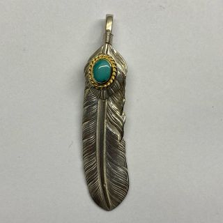goro's - ゴローズ 美品 上銀金縄ターコイズフェザー左 現行 グリーン
