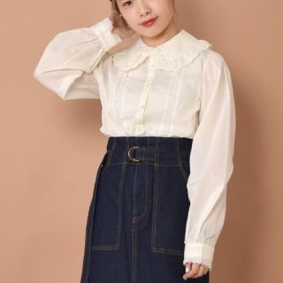 ダブルクローゼット(w closet)のw closet フリルレース付き丸襟ブラウス(シャツ/ブラウス(長袖/七分))