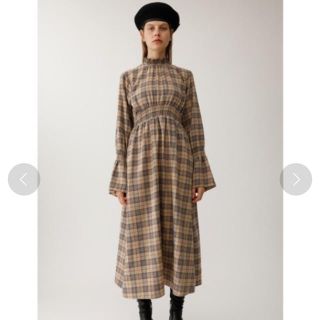 マウジー(moussy)のmoussy FLARE SLEEVE CHECK DRESS(ロングワンピース/マキシワンピース)