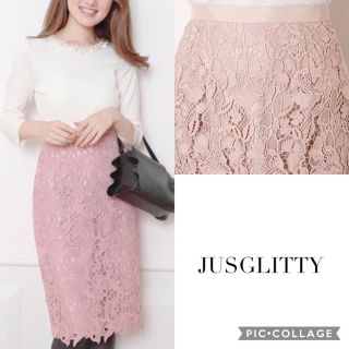 ジャスグリッティー(JUSGLITTY)の本日限定値下げ【美人百花掲載/新品】ジャスグリッティー  レースタイトスカート(ひざ丈スカート)