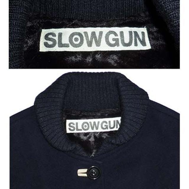 SlowGun(スロウガン)のSlowGun 濃紺×ライトベージュ スタジャン ウール×レザー革 裏起毛ファー レディースのジャケット/アウター(スタジャン)の商品写真