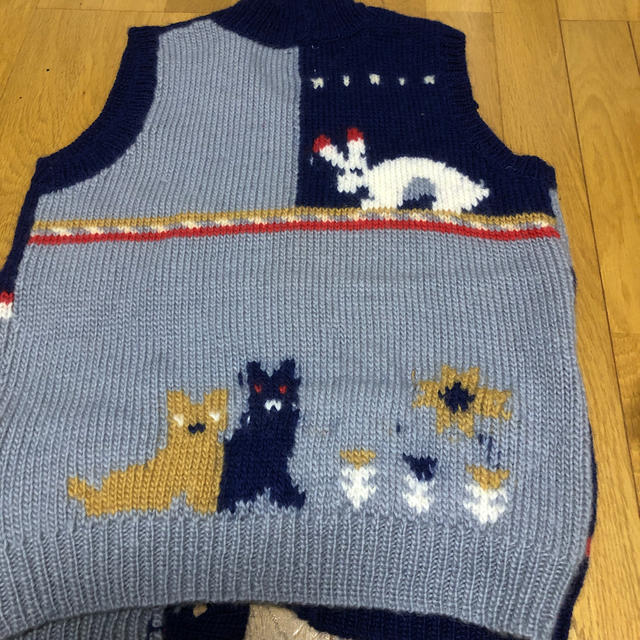 奇跡の再販! チチカカ 一点物ニットベスト(手刺繍、フード付き