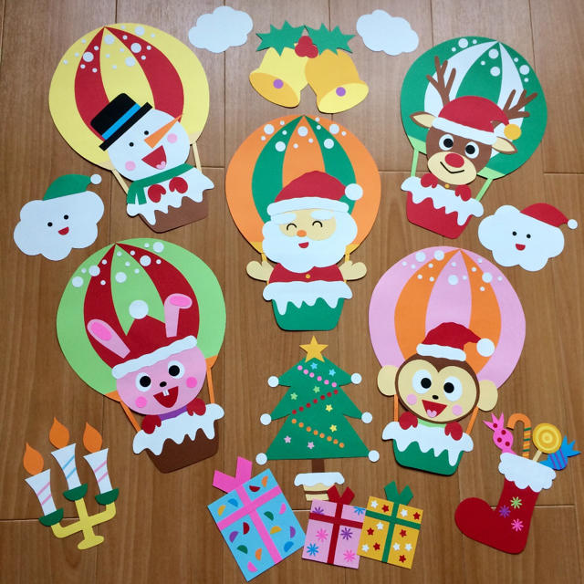 壁面飾り   「気球でクリスマス」 ハンドメイドのハンドメイド その他(その他)の商品写真