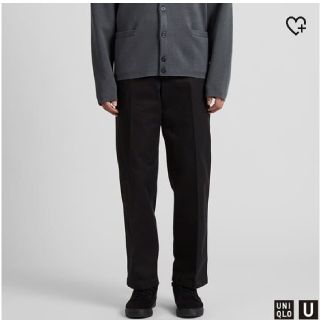 ユニクロ(UNIQLO)のUniqlo-U　ワイドフィットストレートパンツ　ブラック　76cm(チノパン)